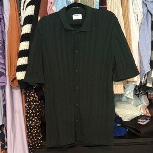 NWT Old Navy L Tall Dark Green Casual Button Down Shirt